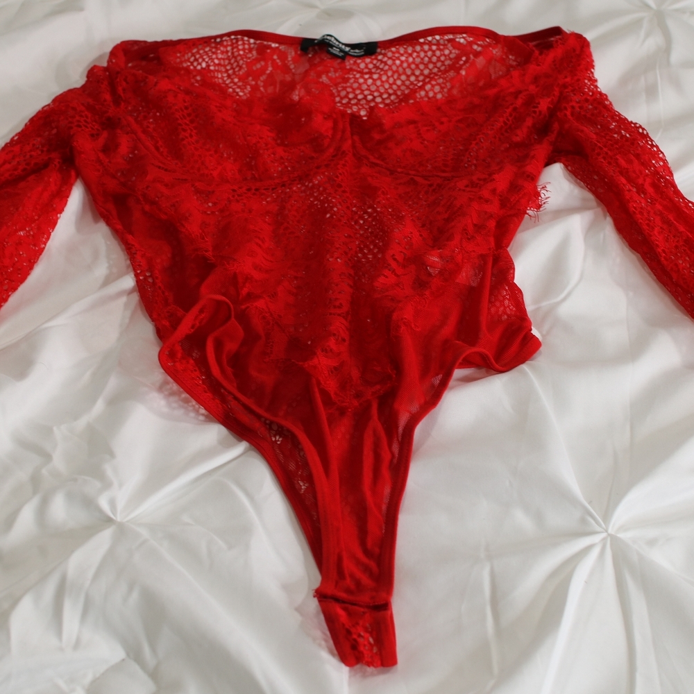 Red lace bodysuit